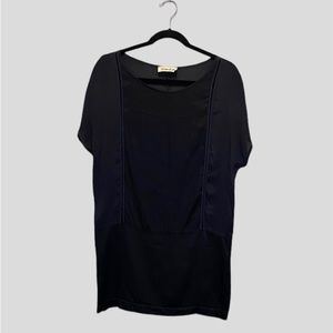 Kosmika Navy and Black Silk Blend Mini Dress - Size M- Made in Italy